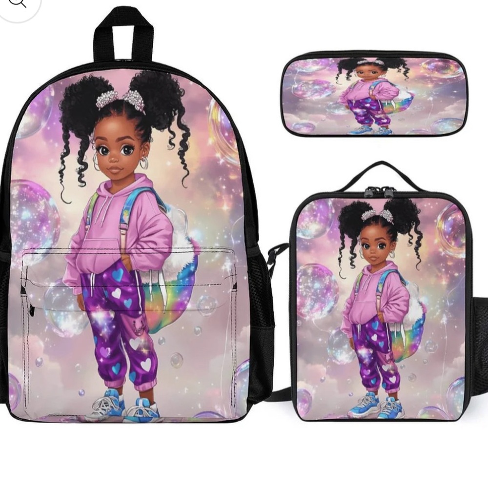 Cute Bubbalicious Backpack/Lunchbox/Pencil Case Set with Cartoon Design